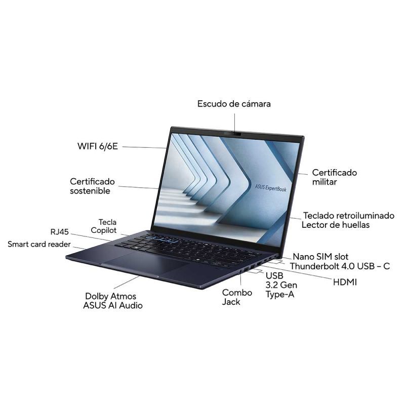 ExpertBook B54,Ultra 5-125U,16GB,512GB SSD,14",negro,W11Pro - Imagen 3